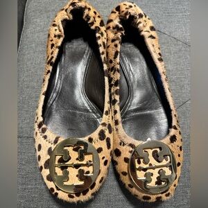 Tory Burch calf hair leopard print flats size 38.5